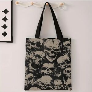 Skull Tote Bag grocery shopping bag Goth accessory